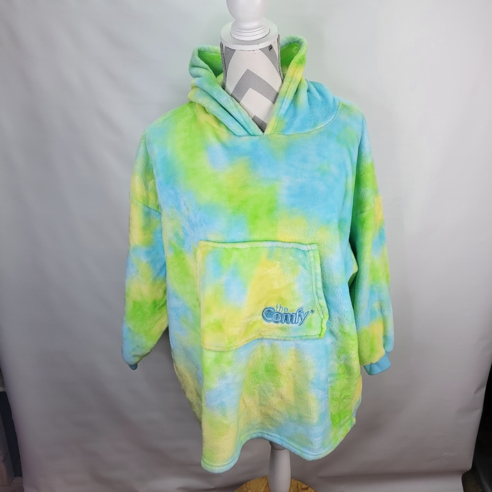 The Comfy Tie Dye Teal Yellow Could be for a Small Woman Or a Larger Kid